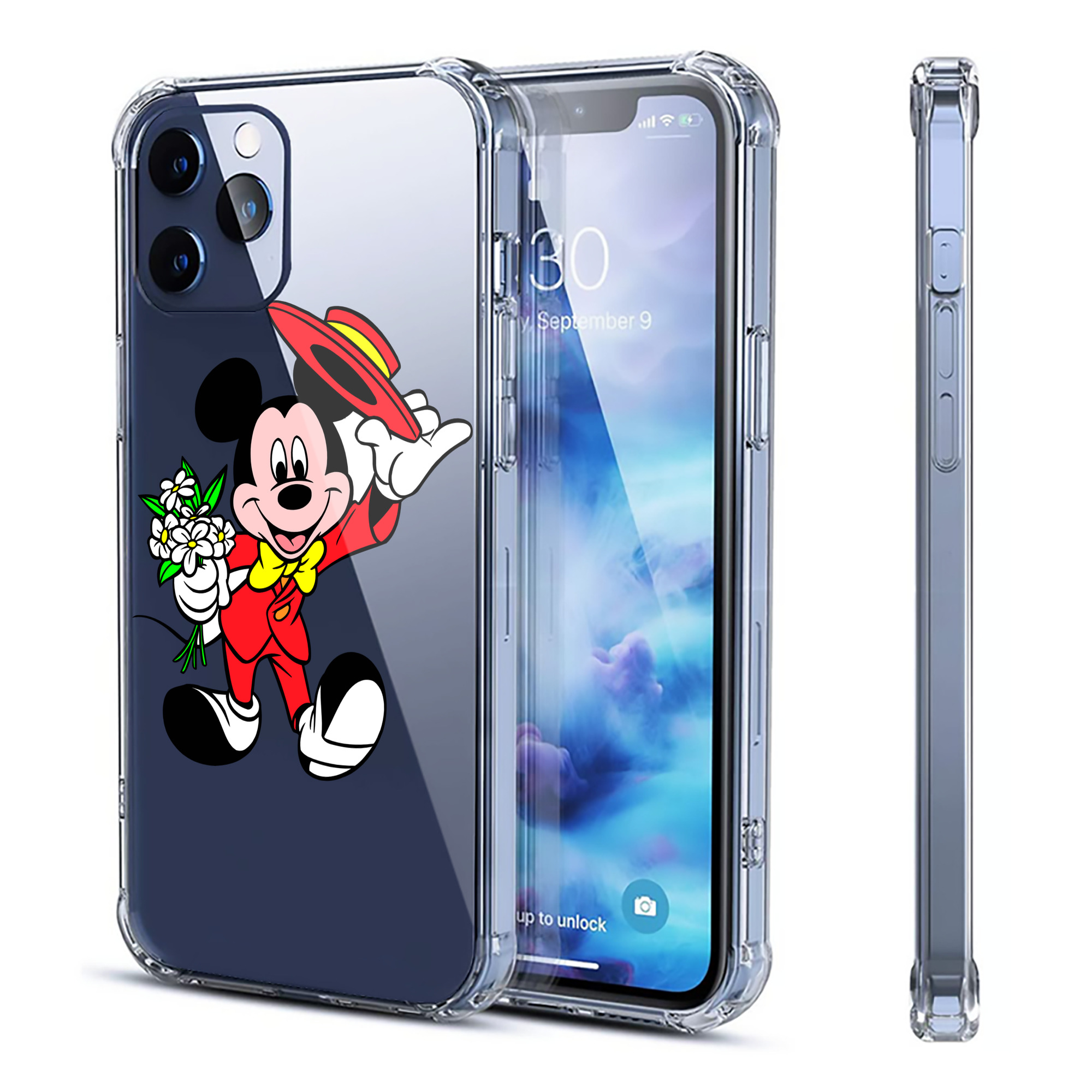 （画像用） ミッキーマウス Mickey Mouse 【iPhone 12シリーズ対応】透明スマホケース（クリアソフトケース）